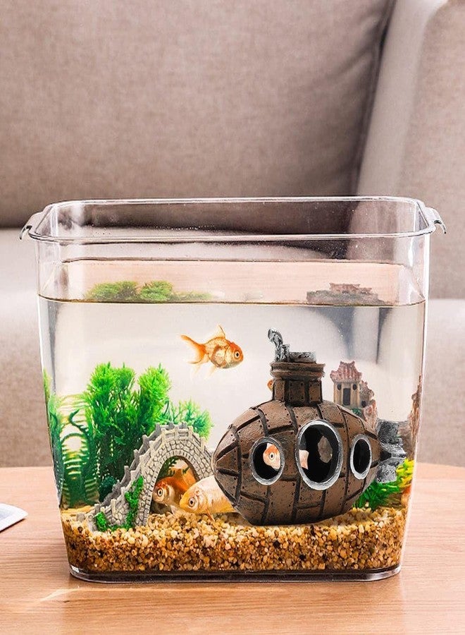 WinldMonmo Gilt Retro Floating Submarine Ornament for Aquarium, Cute Resin Hovering Decor, Safe Interactive Tank Accessory for Betta, Cichlids, Goldfish, Shrimp, Hermit Crabs - Image 5